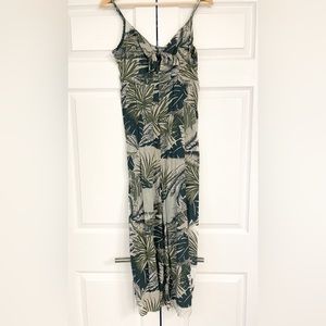 Aerie tropical print tie front gauze jumpsuit, small
